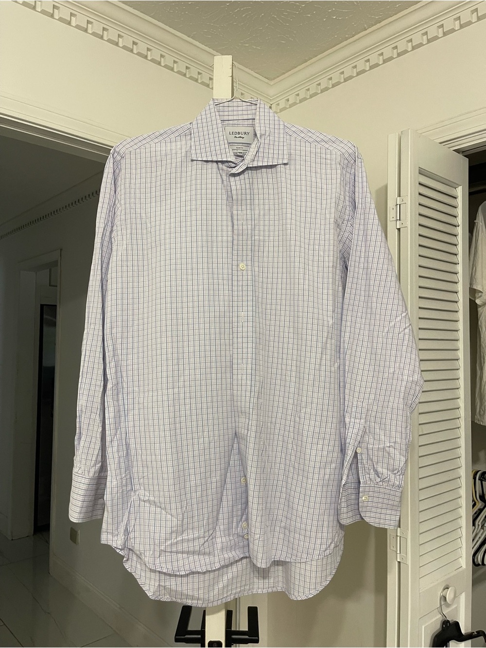 Ledbury Men's Light Blue Windowpane Dress Shirt